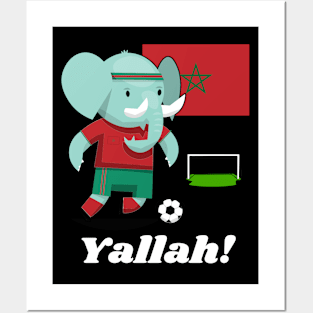 ⚽ Morroco Football, Cute Elephant Scores a Goal, يله! Team Spirit Posters and Art